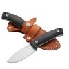 Lionsteel M2M Satin M390 Drop Point Fixed Blade Black G-10 Handle Front Side and Back Side In Sheath