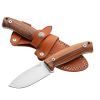 Lionsteel M2M Satin M390 Drop Point Fixed Blade Santos Wood Handle Front Side and Back Side Sheathed