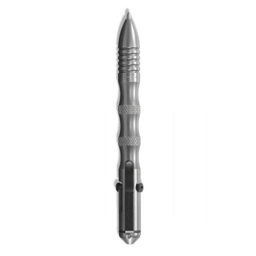 Benchmade 1120 Longhand AXIS Bolt-Action Pen Satin 303 Stainless Steel Handle - Black Ink Clip Side Vertical