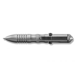 Benchmade 1121 Shorthand AXIS Bolt-Action Pen Satin 303 Stainless Steel Handle - Black Ink Clip Side Horizontal Open