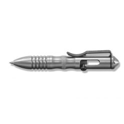 Benchmade 1121 Shorthand AXIS Bolt-Action Pen Satin 303 Stainless Steel Handle - Black Ink Bolt Side Horizontal Open