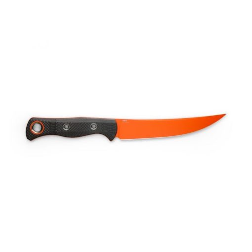 Benchmade Meatcrafter Orange CPM-S45VN Trailing Point Fixed Blade Carbon Fiber Handle Back Side