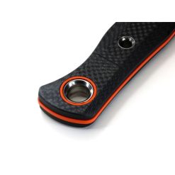 Benchmade Meatcrafter Orange CPM-S45VN Trailing Point Fixed Blade Carbon Fiber Handle Back Of Heandle Close Up