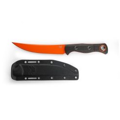 Benchmade Meatcrafter Orange CPM-S45VN Trailing Point Fixed Blade Carbon Fiber Handle Front Side With Front Side Sheath