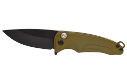 Medford Smooth Criminal Black PVD S35VN Drop Point Blade Yellow Aluminum Handle Black PVD Hardware/Clip Front Open