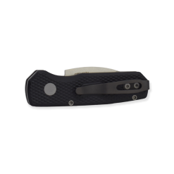 Protech Runt 5 Stonewashed 20CV Wharncliffe Blade Black Textured Aluminum Handle Back Side Closed