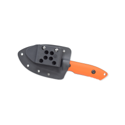 A Pro-Tech Rockeye Black DLC S35VN Fixed Blade Orange 3D G-10 Handle knife.