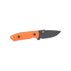 A Pro-Tech Rockeye Black DLC S35VN Fixed Blade Orange 3D G-10 Handle knife on a white background.