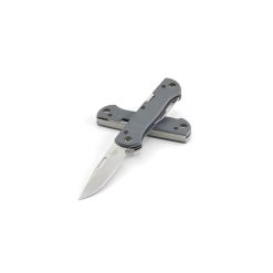 Benchmade 317 Weekender Stonewash S30V Clip-Point Blade Cool Gray G-10 Handle Front Side Open and Back Side Closed
