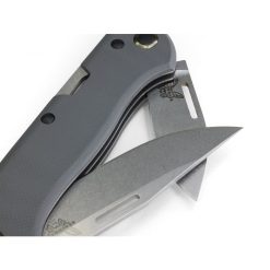Benchmade 317 Weekender Stonewash S30V Clip-Point Blade Cool Gray G-10 Handle Back Side Both Partially Open