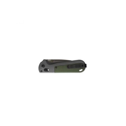 Benchmade Redoubt Cobalt Black D2 Drop Point Blade Gray/Green Grivory Handle Back Side Closed