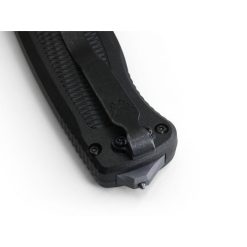 Benchmade Shootout Auto OTF Flat Earth PVD CPM-CruWear Tanto Blade Graphite Black CF-Elite Handle Clip Close Up