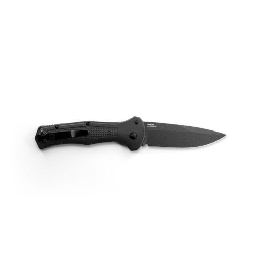 Benchmade Claymore Auto Cobalt Black D2 Drop Point Blade Black Grivory Handle Back SIde Open