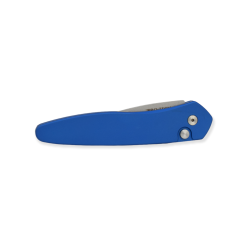 Pro-Tech Half-Breed CA Legal Auto Stonewash S35VN Blade Blue Aluminum Handle Front Side Closed