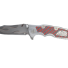 Zero Tolerance Snap On 100th Anniversary Black Powdered Flame Pattern D2 Drop Point Blade Titanium Handle Red Weave Carbon Fiber Inlay Front Side Open