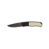 Pro-Tech Whiskers BR-1.51 Auto Chad Nicols Damascus Drop Point Blade Black Aluminum Handle Ivory Micarta Inlay Front Side Open