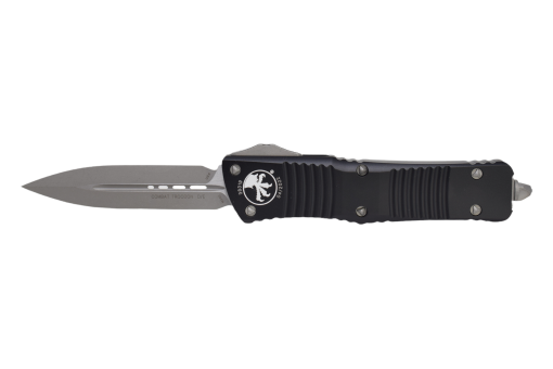 Microtech Combat Troodon OTF Auto Apocalyptic Dagger Blade Black Aluminum Front Side Open