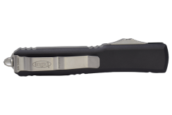 Microtech Ultratech OTF Auto Satin Drop Point Blade Black Aluminum Handle Back Side Closed