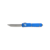 Microtech Ultratech OTF Auto Satin Tanto Blade Blue Aluminum Handle Front Side Open