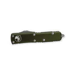 Microtech Ultratech OTF Auto Satin T/E Blade OD Green Aluminum Handle Front Side Closed