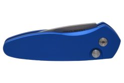 Pro-Tech Sprint CA Legal Auto Stonewash S35VN Blade Blue Ano Alumium Handle Stonewash Hardware and Deep Pocket Carry Clip - Grommet's Knife & Carry - Front Side Closed