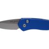 Pro-Tech Sprint CA Legal Auto Stonewash S35VN Blade Blue Ano Alumium Handle Stonewash Hardware and Deep Pocket Carry Clip - Grommet's Knife & Carry - Front Side Open