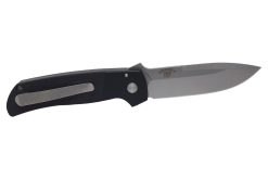 Pro-Tech Terzuola ATCF Auto Stonewash CPM-MagnaCut Drop Point Blade Black Ano Aluminum Handle with Textured Black G-10 Inlays Stonewashed Hardware and Stonewashed 3D Machined Clip - Grommet's Knife & Carry - Back Side Open