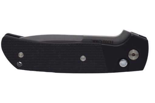 Pro-Tech Terzuola ATCF Auto Stonewash CPM-MagnaCut Drop Point Blade Black Ano Aluminum Handle with Textured Black G-10 Inlays Stonewashed Hardware and Stonewashed 3D Machined Clip - Grommet's Knife & Carry - Front Side Closed