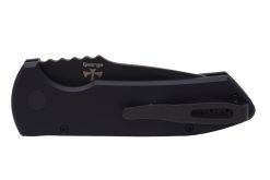 Pro-Tech Knives SBR Short Blade Rockeye Black DLC S35VN Drop Point Blade Black Ano Textured Aluminum Handle Black DLC Hardware and Clip - Grommet's Knife & Carry - Back Side Closed
