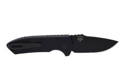Pro-Tech Knives SBR Short Blade Rockeye Black DLC S35VN Drop Point Blade Black Ano Textured Aluminum Handle Black DLC Hardware and Clip - Grommet's Knife & Carry - Back Side Open