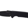Pro-Tech Knives SBR Short Blade Rockeye Black DLC S35VN Drop Point Blade Black Ano Textured Aluminum Handle Black DLC Hardware and Clip - Grommet's Knife & Carry - Front Side Open