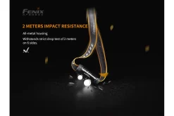 Fenix HM65R Rechargable Headlamp - 1400 Lumens Impact Resistance Infographic