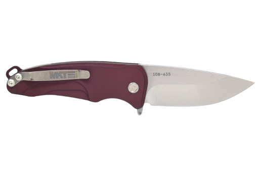 Medford Smooth Criminal Tumbled S35VN Drop Point Blade Red Aluminum Handle Back Side Open