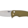 Medford Smooth Criminal Tumbled Blade Yellow Aluminum Handle Bronze Hardware Front Side Open