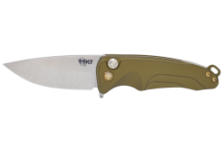 Medford Smooth Criminal Tumbled Blade Yellow Aluminum Handle Bronze Hardware Front Side Open