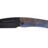 Medford Slim Midi Marauder PVD S35VN Tanto Blade Galaxy Face and Flamed Handles with PVD Hardware and Brushed Blue Ano Clip Front Side Open