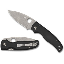 Spyderco Shaman Satin S30V Drop Point Blade Black G-10 Handle One Front Side Open Knife And One Back Side Closed Knife