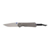 Chris Reeve Knives Small Sebenza 31 Stonewash MagnaCut Drop Point Blade Titanium Handle Blue Thumb Lug Front Side Open