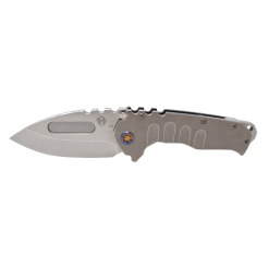 Praetorian T MagnaCut Tumbled Drop Point Tumbled Handles Brushed and Flamed Clip Front Side Open