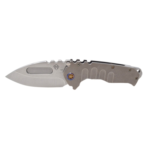 Praetorian T MagnaCut Tumbled Drop Point Tumbled Handles Brushed and Flamed Clip Front Side Open