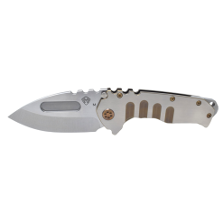 Praetorian T Tumbled MagnaCut Drop Point Bronze Ano Handles with Faced Silver Front Side Open