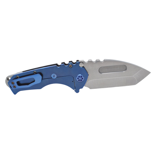 Praetorian T Magnacut Tumbled Tanto Faced and Flamed Galaxy handles Blue Spring Back Side Open