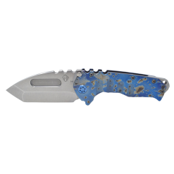 Praetorian T Magnacut Tumbled Tanto Faced and Flamed Galaxy handles Blue Spring Front Side Open