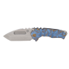 Praetorian T Magnacut Tumbled Tanto Blue Stained Glass Handles with Brushed Bronze Front Side Open