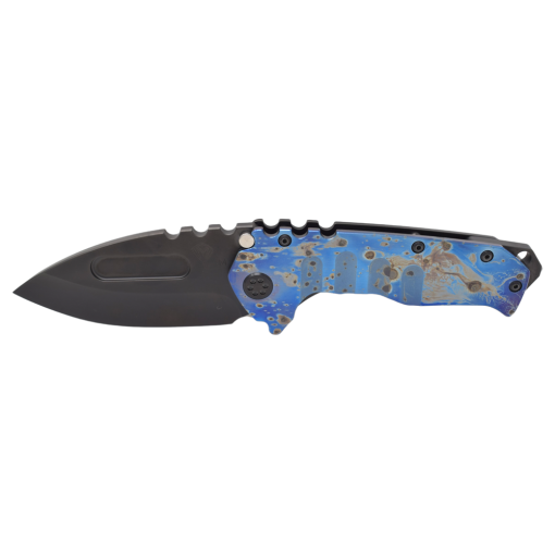 Medford Praetorian T - MagnaCut PVD Drop Point Blade Faced and Flamed Galaxy Handle PVD Spring PVD Hardware Brushed Flamed Clip PVD Breaker Front Side Open