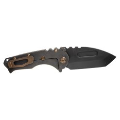 Medford Praetorian T Magnacut PVD Tanto Blade PVD Handles with Bronze Pinstriping Bronze Hardware Brushed Bronze Clip PVD Breaker Back Side Open