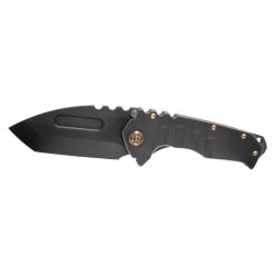 Medford Praetorian T Magnacut PVD Tanto Blade PVD Handles with Bronze Pinstriping Bronze Hardware Brushed Bronze Clip PVD Breaker Front Side Open