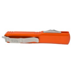 Microtech Ultratech OTF Auto Satin Dagger Blade Orange Aluminum Handle Back Side Closed