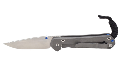 Chris Reeve Knives Small Sebenza 31 Left Handed Stonewash S35VN Blade Titanium Handle Back Side Open