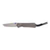 Chris Reeve Knives Small Sebenza 31 Stonewash Magnacut Tanto Blade Titanium Handle Blue Thumb Lug Front Side Open
